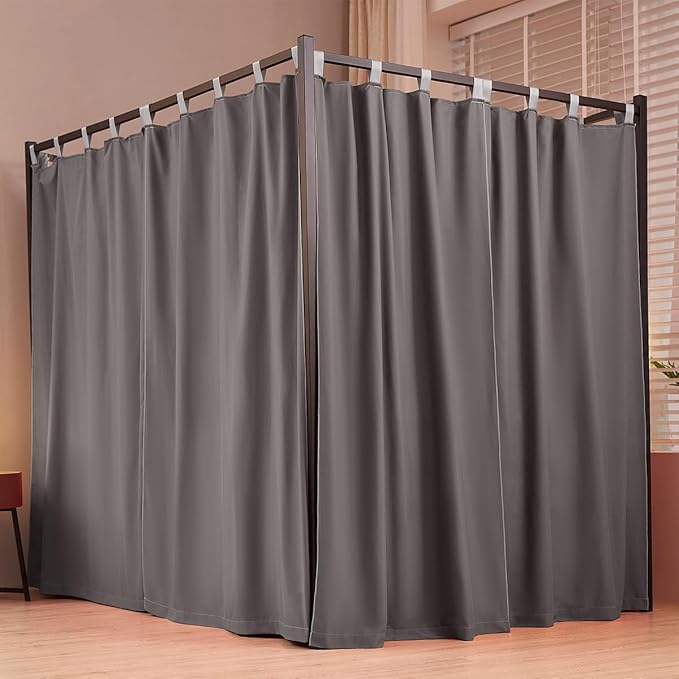 Akiky Canopy Bed Curtains 4 Corner Bed Canopies Dark Gray Canopy Curtains Panel 8 Drapery Panel Curtain for All Bed Sizes