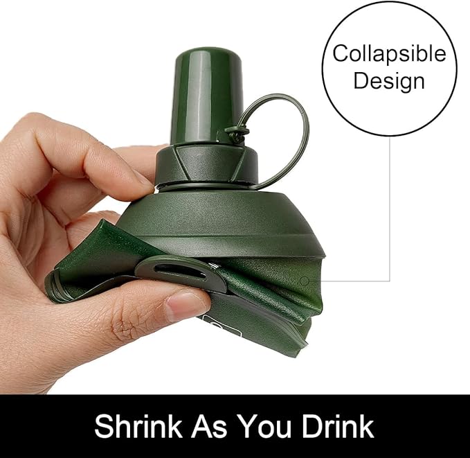 250ml Soft Flask, TPU Collapsible Soft Water Bottle for Hydration Pack, Running Vest, Folding Water Bottle for Hiking Cycling Climbing-1Pcs, Green