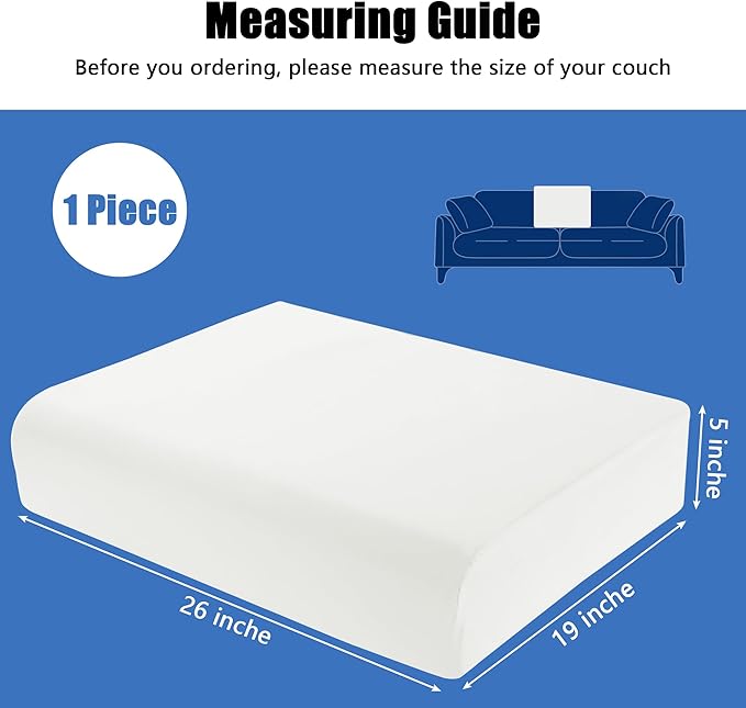 ROYALAY High Density Foam Couch Back Cushions Replacement Back Pillow Sofa Waist Cushion Stuffing Fill Supportive Back Pillow 1 Pack, Supportive Lumbar Support Pillow for Sofa, Couch-26 x19