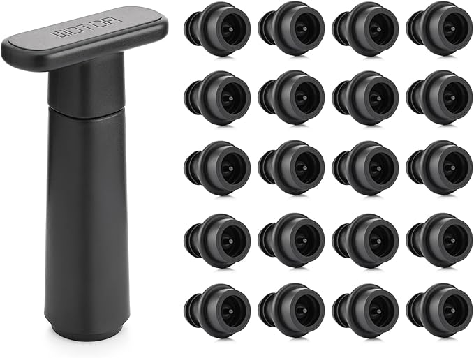 Wine Saver Vacuum Pump with 20 Stoppers, Wine Stopper, Wine Preserver, Reusable Bottle Sealer Keeps Wine Fresh