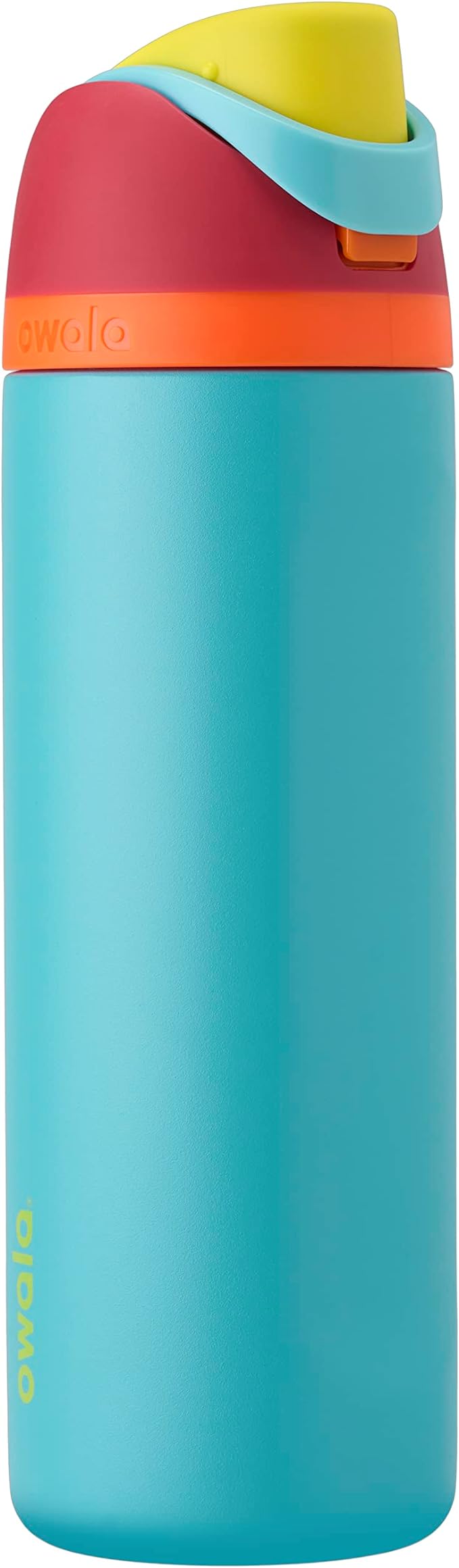 Owala FreeSip Insulated Stainless Steel Water Bottle with Straw for Sports and Travel, BPA-Free, 24-oz, Red/Aqua (Summer Sweetness)