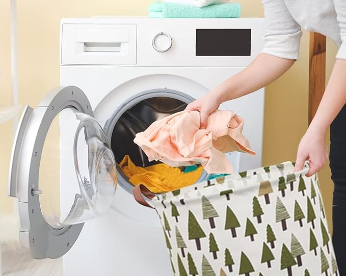 Large Storage Bins,Canvas Fabric Laundry Basket Collapsible Storage Baskets for Home,Office,Toy Organizer,Home Decor (Tree)