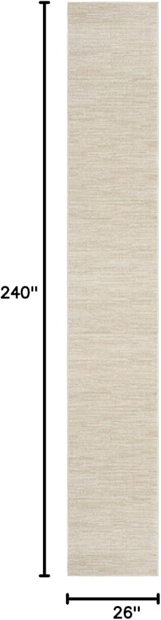 Nourison Essentials Indoor/Outdoor Ivory Beige 2'2" x 20 Area Rug, Easy Cleaning, Non Shedding, Bed Room, Living Room, Dining Room, Backyard, Deck, Patio (2x20)