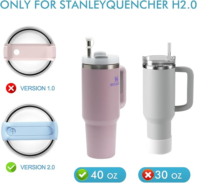 Silicone Spill Stopper Set of 4, Compatible with Cup 2.0 40oz, Tumbler Accessories, Including 4 Straw Cover Cap, 4 Square Spill Stopper and 4 Round Leak Stopper