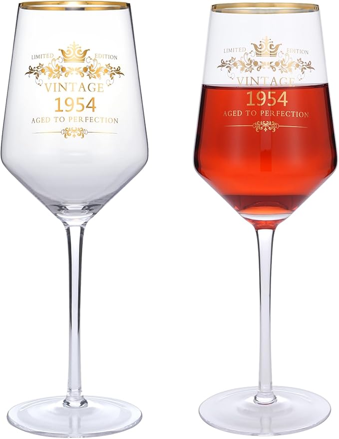 MOMRNTAIL Vintage 1954 70TH Birthday Goblet Gifts, 16OZ Goblet Wine Glass, 70 Year Old Birthday Decorations For Women men, Funny 70 Bday Gifts Idea For Friends, Sister,Dad, Mom - Turning 70 Present