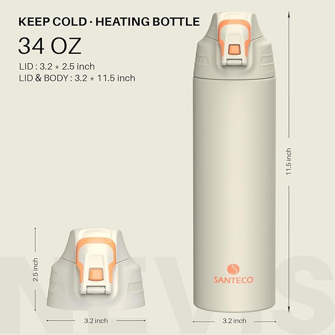 Insulated Sports Water Bottle, Stainless Steel Water Bottles with Locking Flip Top Lid, Insulated Bottle with Double-Wall Vacuum Insulation for Fitness and Outdoor Enthusiasts