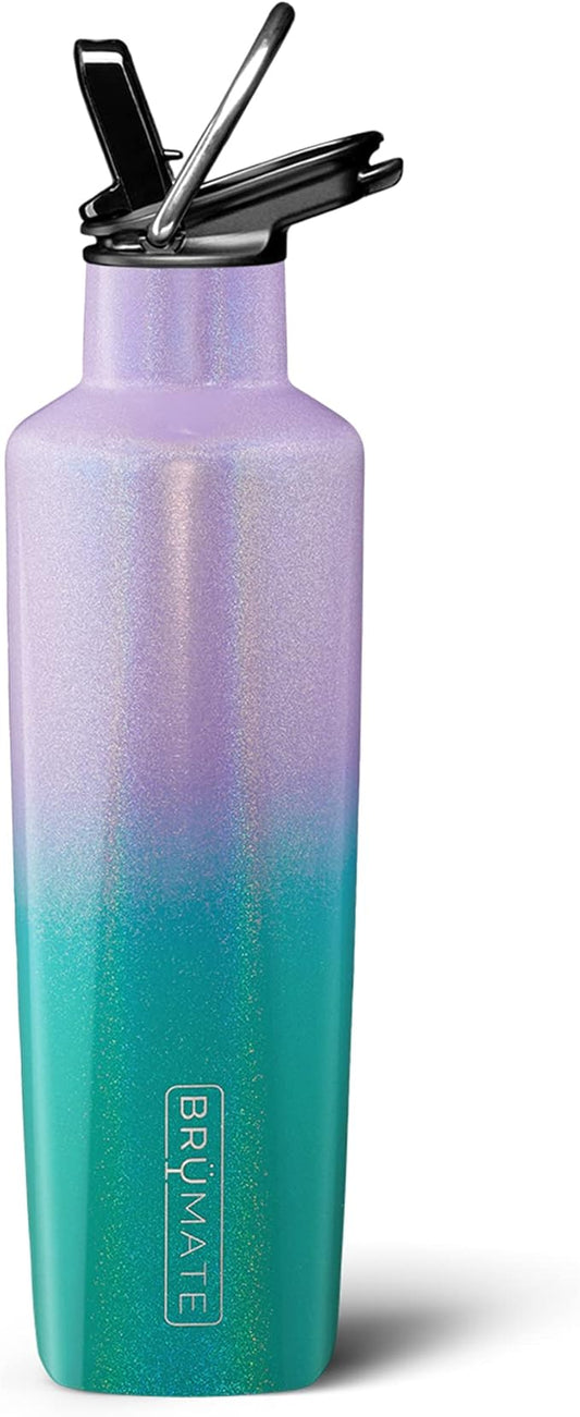 BrüMate ReHydration Mini Kids Water Bottle | 100% Leakproof Insulated Water Bottle for Kids with Straw | Stainless Steel Water Canteen | Perfect Kids Water Bottle for School | 16oz (Glitter Mermaid)