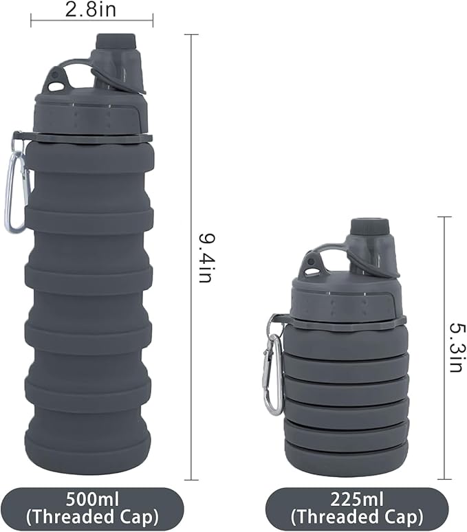 Collapsible Water Bottle, Foldable Cup,500Ml Collapsible Sport Water Bottle Bpa Reusable Travel Water Bottles For Hiking Biking Running Outdoor Gym (Blue(A))