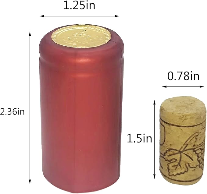 Wine Sealer for Wine Bottles Wine Corks Stopper Bottle Sealer Resealer Heat Shrink Capsule (Red and Wood, M)