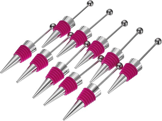 uxcell 10 Pcs Bead Wine Bottle Corks, Wine Stopper Cork, Wine Stopper, Reusable Wine Bottle Corks Sealing Plug Bottle for Beverage Holiday Party Bar,Silver/Deep Red