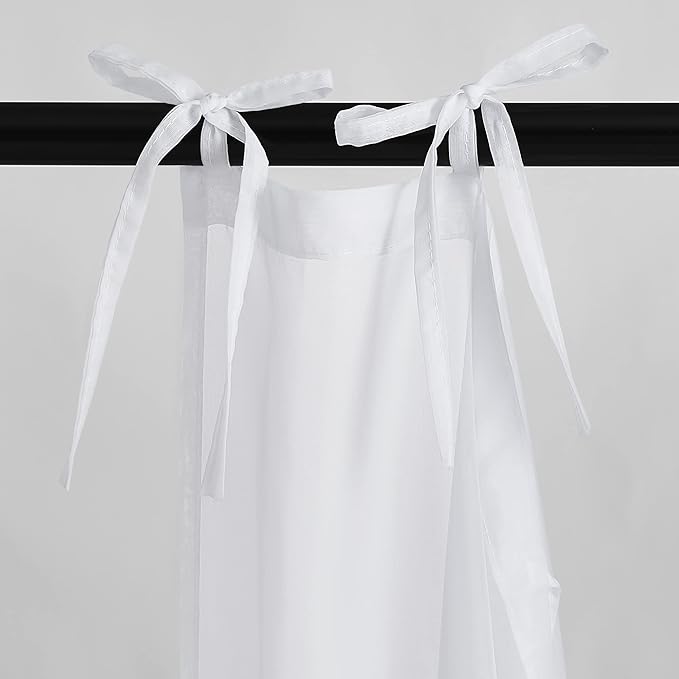 KGORGE Canopy Bed Sheer Curtains for Queen/King/Twin/Full Size, 8 Panels for Girls Boys Adults Bed, Home Bedroom Decor (White, 45 inch Width X 84 inch Length)