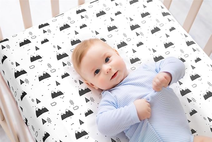 4 Pack Woodland Forest Animals Wood Neutral Unisex Fitted Baby Crib Sheets Set for Baby Boys or Girls Cartoon