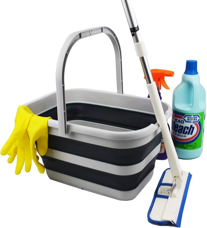 SAMMART 12L (3.1 gallon) Collapsible Rectangular Handy Bucket/Multiuse Foldable Water Pail for Camping, Fishing (Grey/Slate Grey)