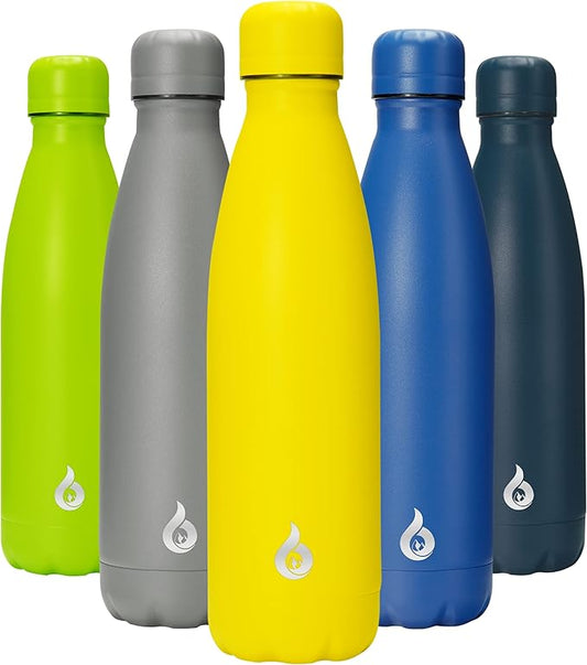 BJPKPK Stainless Steel Water Bottles 17oz Insulated Water Bottle Dishwasher Safe Sports Water Bottles for Travel-Yellow