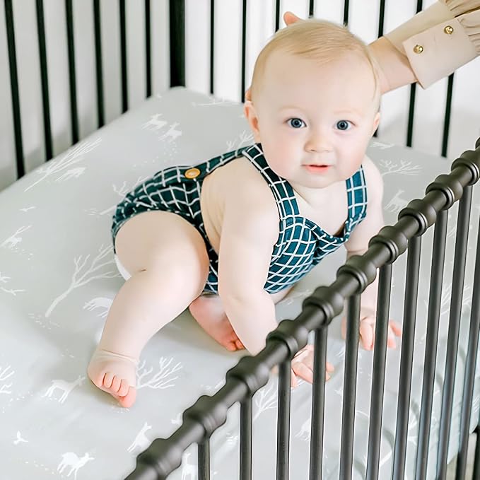 GRSSDER Stretch Ultra Soft Jersey Knit Fitted Crib Sheets Set 2 Pack，Fit All Standard Crib Mattress Pads Safe and Snug, Crib Fitted Sheet for Boys and Girls, Pretty African Savannah Animals Pattern