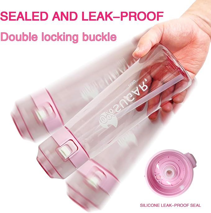 Air Water Bottle,650ML Scent Water Cup with 7 Flavour Pods,Leak Proof Sports Water Cup with Straw Suitable for Outdoor Sports,Gifts From Friends, Birthday Gifts (Pink)