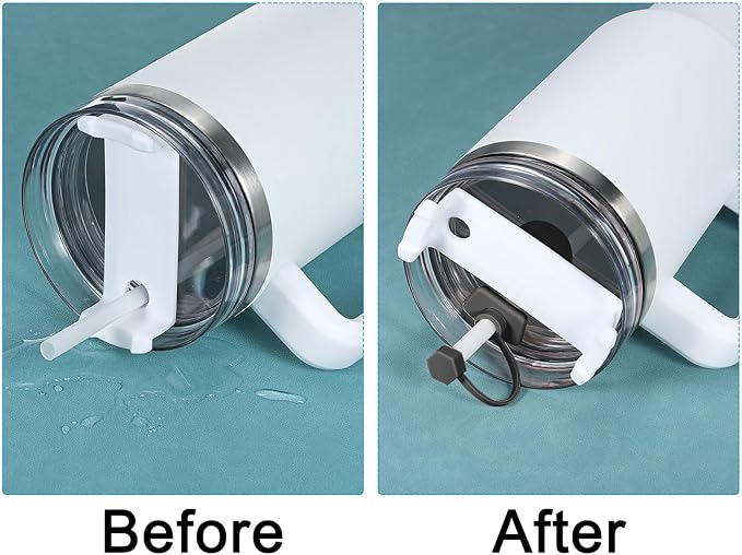 PATIKIL Silicone Spill Stopper for Straw Cup 2.0 40oz/ 30oz, Set of 12 Tumbler Accessories Including 4 Straw Cover Cap, 4 Square Spill Stopper and 4 Round Leak Stopper, Black