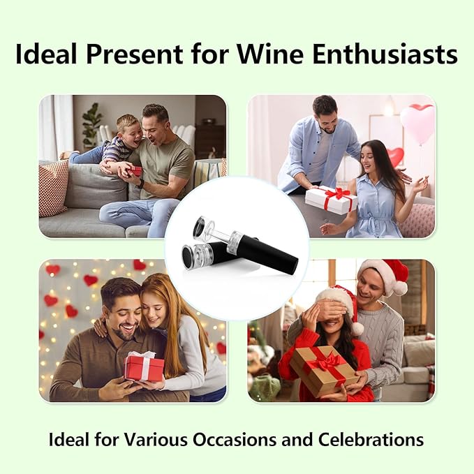 Wine Vacuum Pump and Stopper Wine Preserver Plug Keep Wine Fresh Reusable Wine Protector Stoppers Wine Bottles Sealer Safe Silicone Caps saver pump(4 Pack)