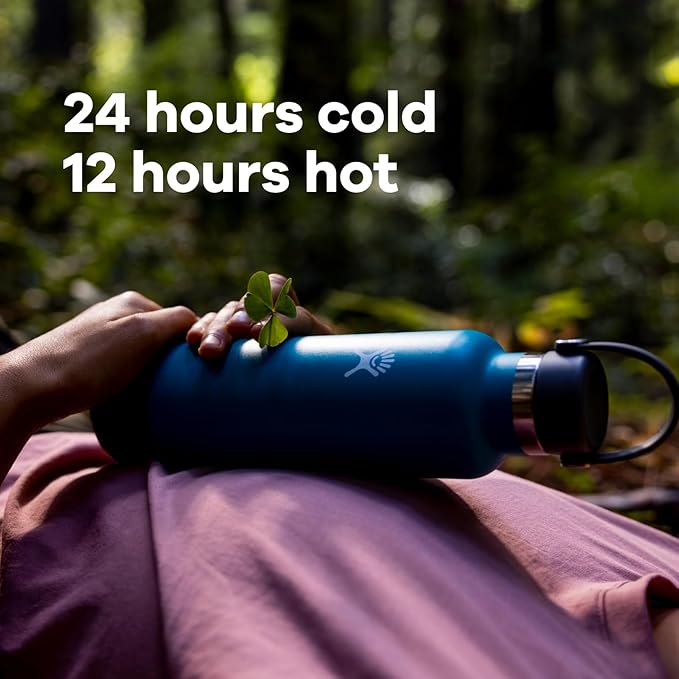 Hydro Flask Stainless Steel Standard Mouth Water Bottle with Flex Cap and Double-Wall Vacuum Insulation