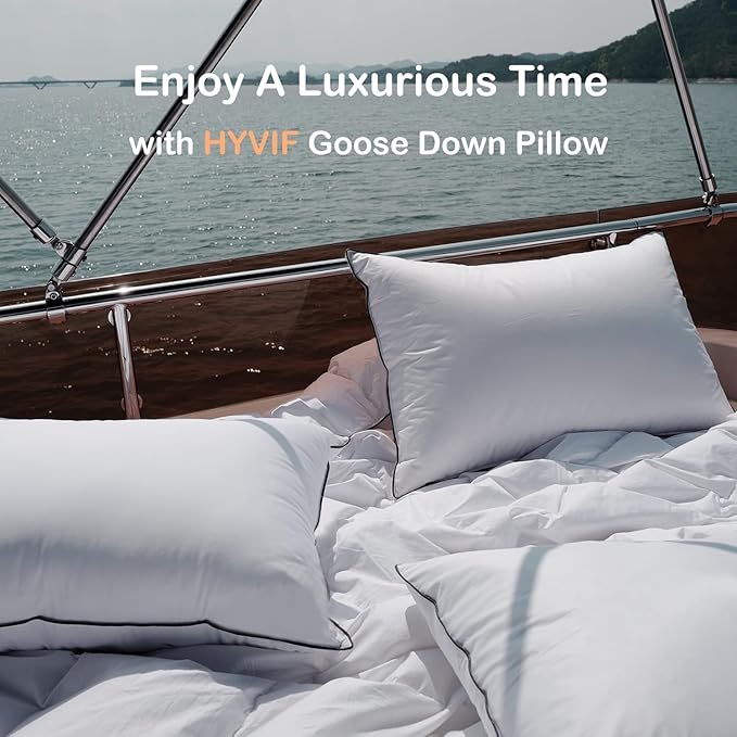 Luxury All Hungarian Goose Down Pillows King Size,Soft and Support Down Bed Pillow for Back,Side,Stomach Sleepers,480 Thread Count 100% Cotton Shell,King Size Soft Pillow 1 Pack 20"x36"