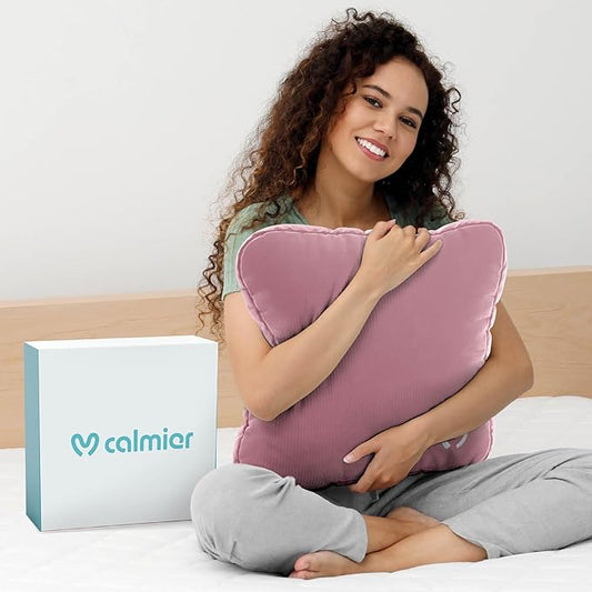 Calmier - 12 lb Sensory Weighted Pillow - Glass Bead Filled Hug Pillow - Ultra Plush Cozy Weighted Pillows for Adults and Kids - Child Sensory Pillow - Weighted Lap Pad (Pink - Minky, 12 LBS)