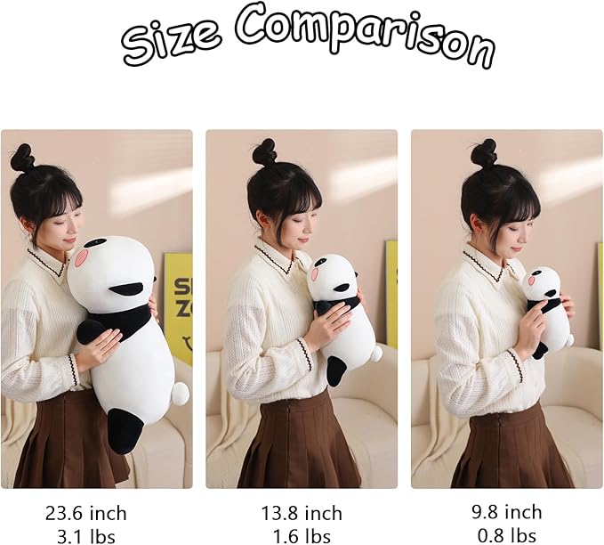 SQEQE Weighted Panda Plush, Weighted Panda Stuffed Animal for Anxiety, Cute Panda Plushies Soft Panda Bear Pillow Toy Gift for Kids Adults 9.8 Inch, 0.8 lbs