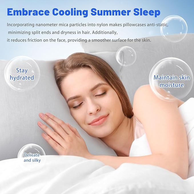 Cooling Pillow Cases for Hot Sleepers - Double Side Arc-Chill Q-Max>0.5 Cooling Fiber Cool Pillow Cases 2 Pack - Breathable Soft Cold Pillow Cases with Hidden Zipper (Light Grey, 20" x 36")