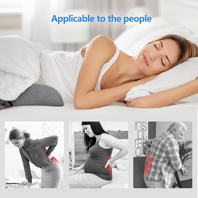 Cozyhealth Lumbar Support Pillow for Sleeping Memory Foam Back Lumbar Support Cushion for Lower Back Pain Relief, Back Support Bed Pillow Waist Support Back Sleepers (Dark Grey)
