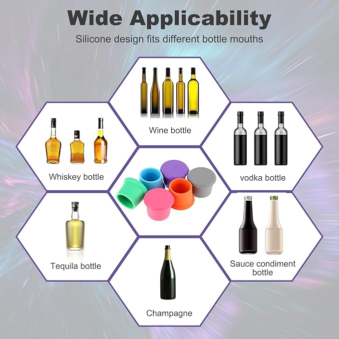 Reusable Sparkling Wine Bottle Stopper 6 Pcs Silicone Wine Stoppers Rubber Wine Stoppers For Bottles Glass Corks Beverages Beer Champagne Bottles For Corks To Keep Wine Storage Fresh Tools