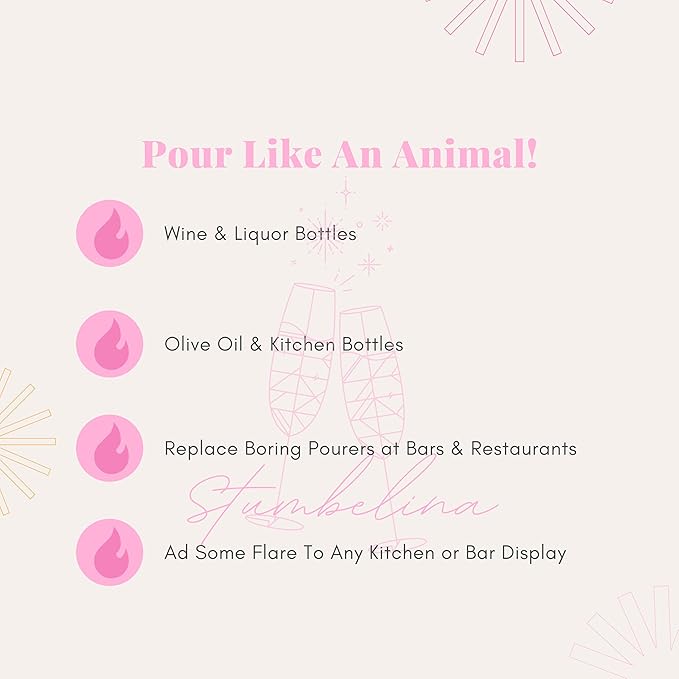 Wine & Champagne Pourer | Silver Color Stainless Steel | Bottle Stopper Aerator for Whiskey and Liquor | Decanter and Bar Tools Accessories and Gift Set Ideas for Her and Him (LION)