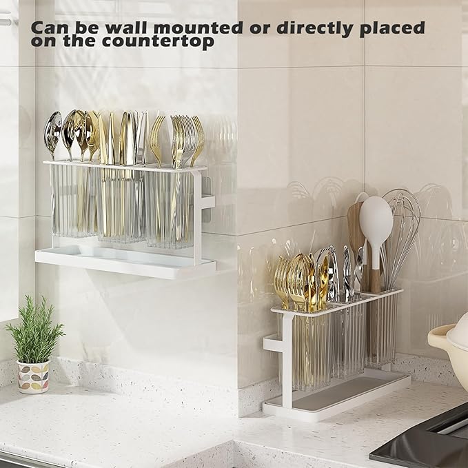 bukfen Utensil Holder Kitchen Utensil Holder for Countertop, 11.42"x3.74"x6.3"-Large Cooking Utensil Crocks for Kitchen Counter Modern Utensil Organizer for Spatula Cooking Utensil Organizer,White