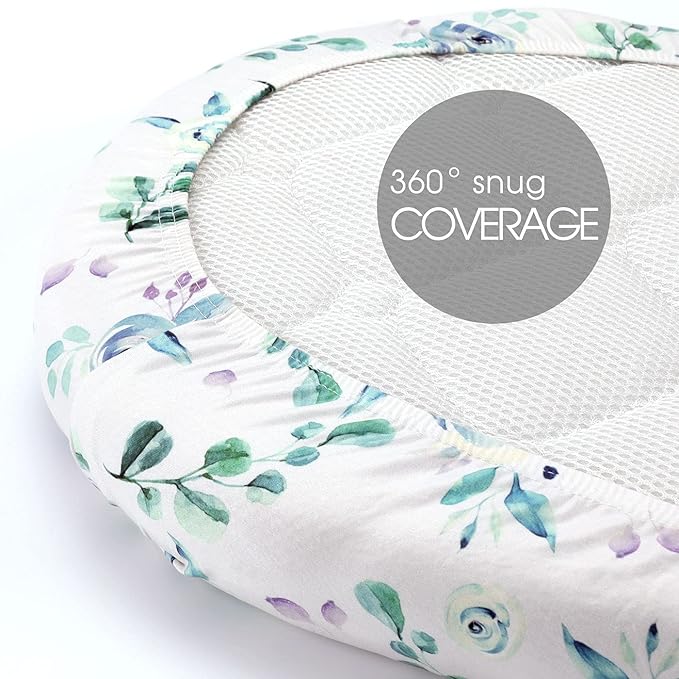 Stretchy Ultra Soft Fitted Bassinet Sheet Set 2 Pack, Universal Cradle Sheet Set for Rectangle, Oval, or Hourglass Bassinet Pad/Mattress, Blue Rose for Girls and Boys