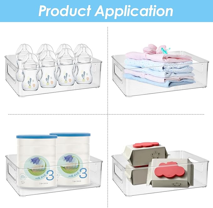 Baby Bottle Organizer Plastic Storage Center for Baby Bottles and Food Jars Baby Bottle Organizer for Cabinet, Perfect Organizer for Kitchen Cabinet, Pantry, Refrigerator, and Countertop（2 pcs）