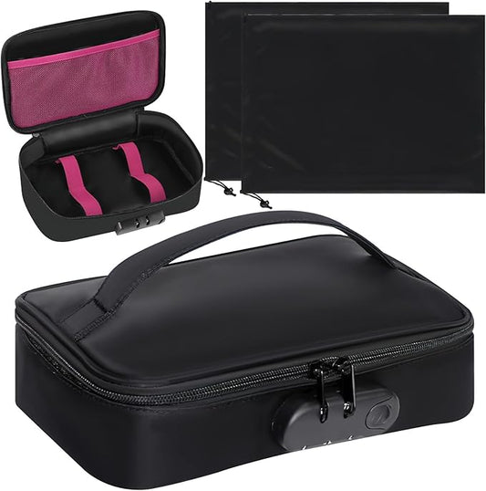 Discreet Lockable Toy Storage Bag, Locking Storage Box Toy Organizer Case Organizer Container with 2 Drawstring Bags, Lock Box Travel Game Bag for Women and Men
