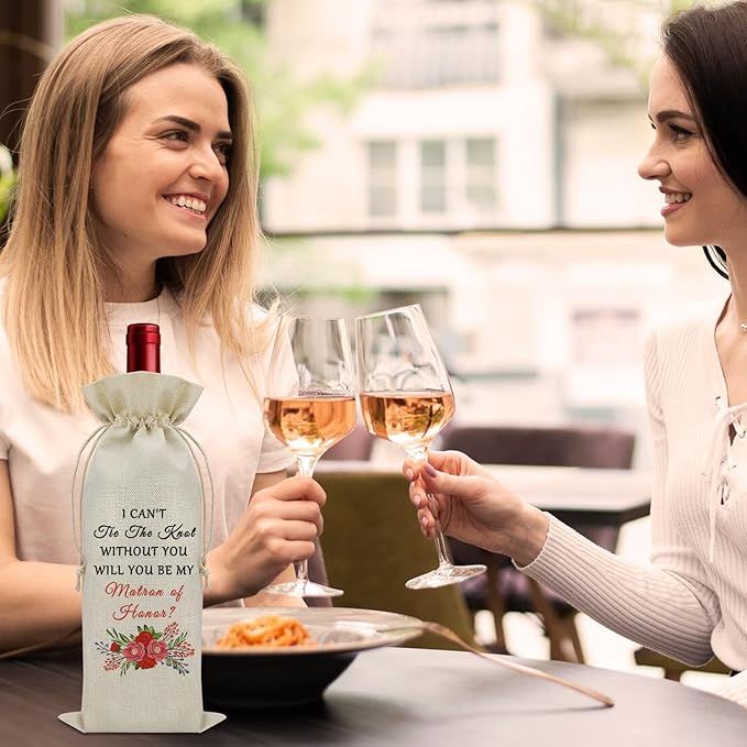 Matron of Honor Gifts Wine Bag Bridesmaid Gifts for Wedding Day Bridal Shower Thank You Gifts from Bride Wine Accessories Gifts for Wine Lovers Bridal Party Gifts for Bridesmaids