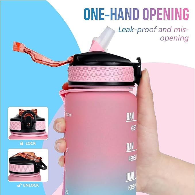 Corgi Butt 32 oz Water Bottle with Times Marker to Drink and Straw, Carrying Strap, Leakproof Tritan BPA-Free, Ensure You Drink Enough Water for Fitness, Gym, Camping, Outdoor Sports