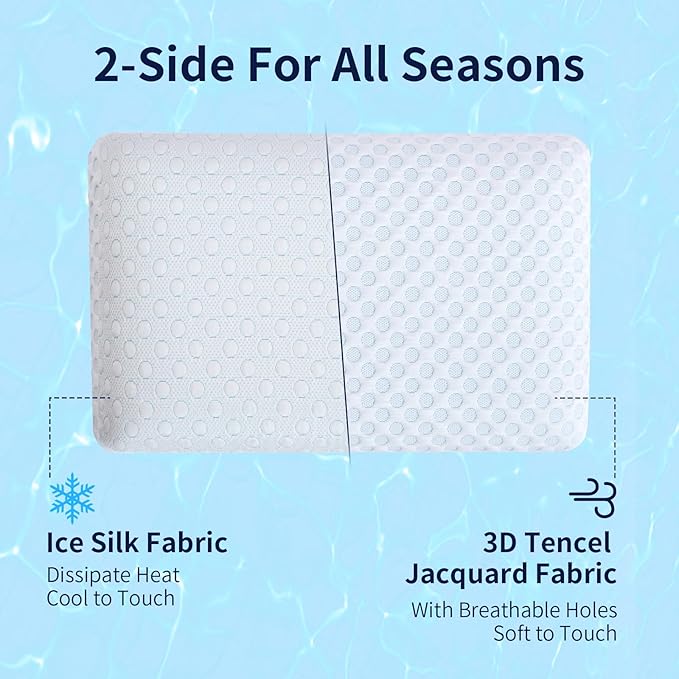 Ultra Thin Pillow 2.75" Stomach Sleeping, Gel Memory Foam Flat Pillow for Stomach and Back Sleepers, Slim Design Memory Foam Pillow with Two-Sided (CertiPUR-US, Standard Size)