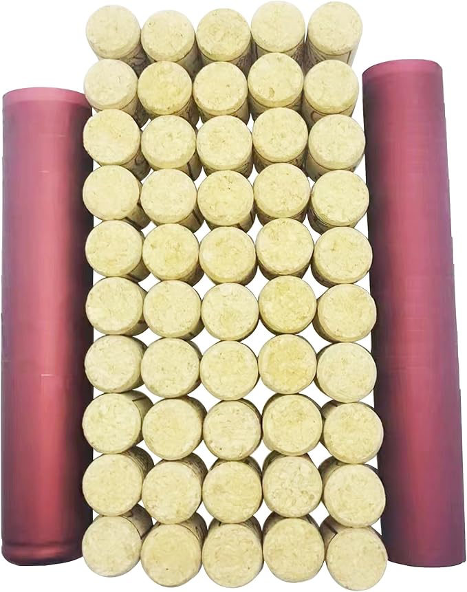 Wine Sealer for Wine Bottles Wine Corks Stopper Bottle Sealer Resealer Heat Shrink Capsule (Red and Wood, M)