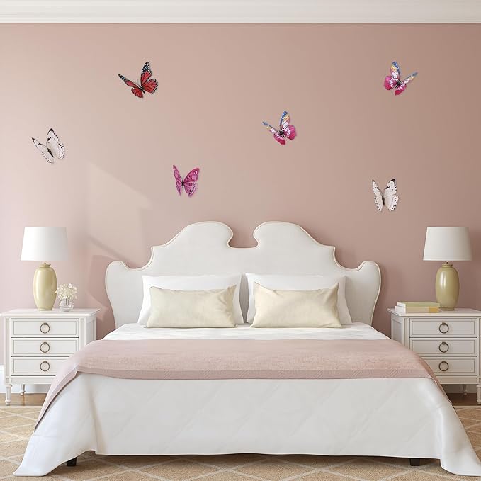 uxcell 120Pcs 3D Beautiful Butterfly Removable DIY Wall Stickers for Bedroom Living Room TV Background Decorations, Blue
