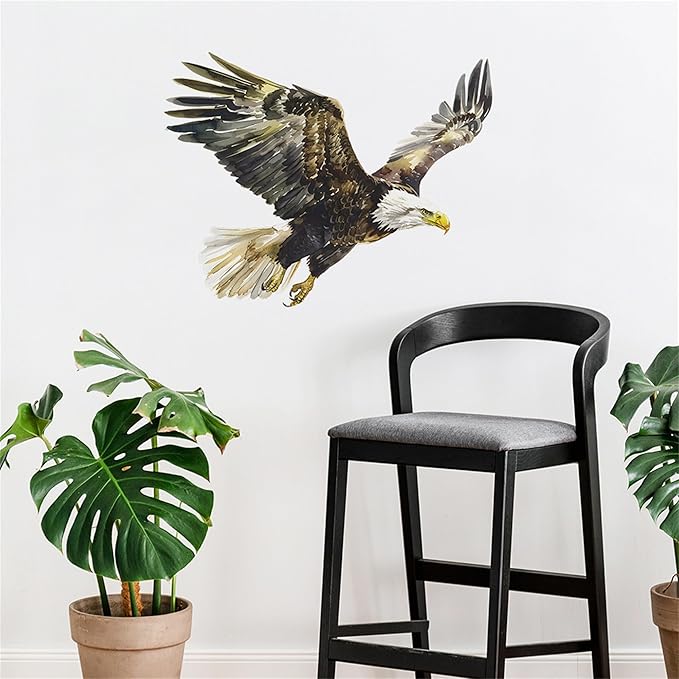Watercolor Style Eagle Wall Decal Animals Wall Sticker Safari Wall Decor for Nursery Kid'sroom School Classroom Livingroom Bedroom Bathroom Decoration (Watercolor Style Eagle)
