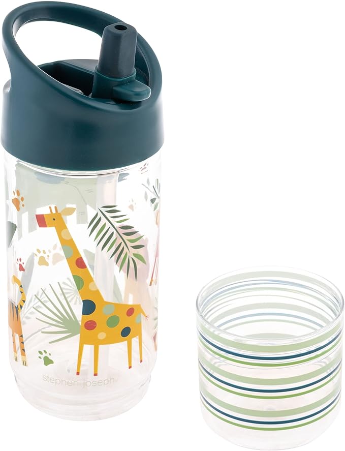 Stephen Joseph, Kids Sip and Snack Water Bottle, 12 oz Tritan BPA Free, Drink and Snack Water Bottle for Girls & Boys, Back to School Water Bottle, Zoo