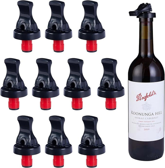 Wine Stopper，10 Pack Wine Stoppers for Wine Bottles，Plastic Vacuum Wine Bottle Stopper Wine Saver with Airtight Seal，Wine Topper Keep Wine Fresh Wine Bottle Sealer Set