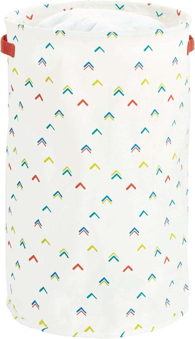 iDesign Arrow Fabric Round Storage Bin, Basket Container Mini Hamper with Dual Side Handles for Closet, Bedroom, Laundry, Clothing, Toys, Nursery - Multicolored