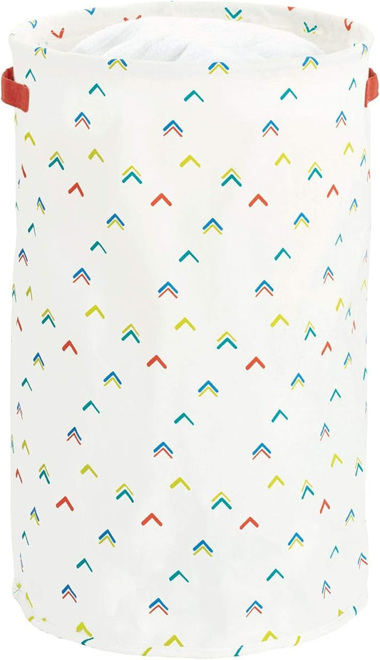 iDesign Arrow Fabric Round Storage Bin, Basket Container Mini Hamper with Dual Side Handles for Closet, Bedroom, Laundry, Clothing, Toys, Nursery - Multicolored