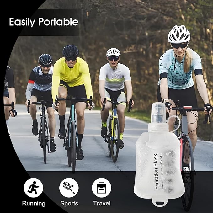 250ml Soft Flask, TPU Collapsible Soft Water Bottle for Hydration Pack, Running Vest, Folding Water Bottle for Hiking Cycling Climbing-1Pcs, White