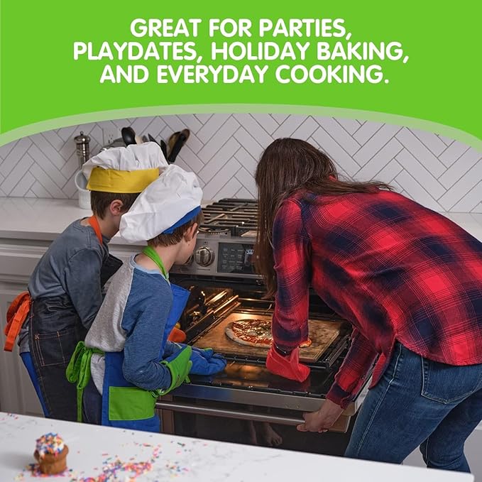 Curious Chef 11-Piece Blue and Green Chef's Kit for Kids, Includes Real Cooking and Baking Tools, Dishwasher Safe and Made with BPA-Free Plastic