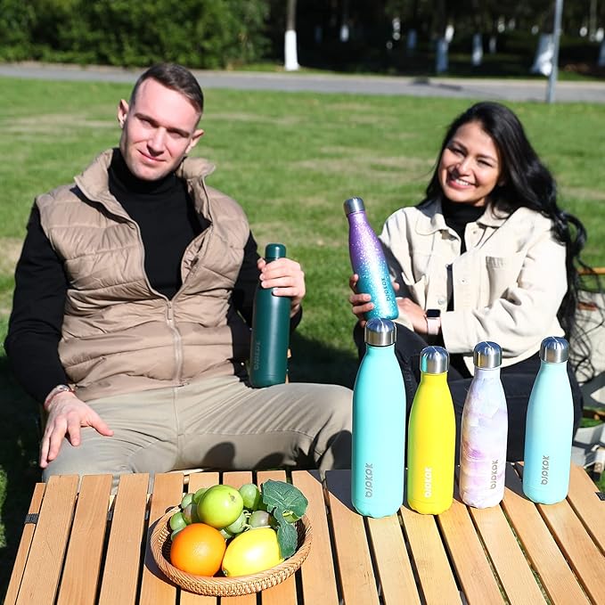 BJPKPK Stainless Steel Water Bottles -25oz/750ml -Insulated Water Bottles,Sports Water Bottles Keep Cold for 24 Hours and Hot for 12 Hours,Metal Travel Water Bottle,Marble Ocean