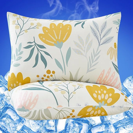 Cooling Pillow Cases for Hot Sleepers - Double Side Arc-Chill Q-Max>0.5 Cooling Fiber Cool Pillow Cases 2 Pack - Breathable Soft Cold Pillow Cases with Hidden Zipper (20" x 30")
