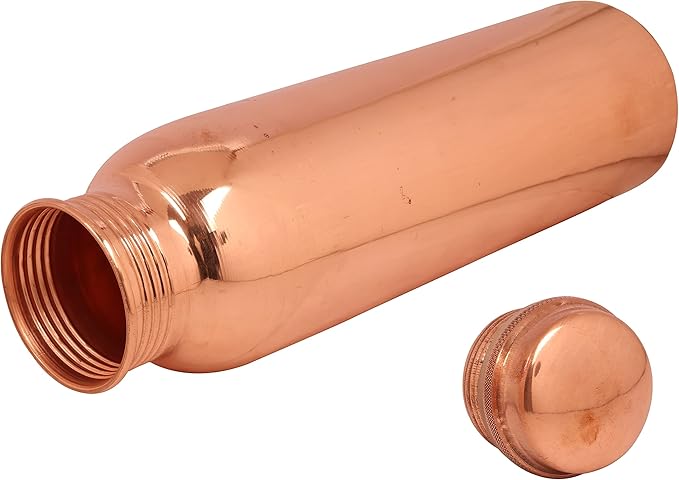 Pure Copper Water Bottle - Handcrafted - Ayurveda health benefits - Large 35 oz - Leak proof - Easy to carry for Sports, Fitness, Yoga, School -Natural Copper Finish