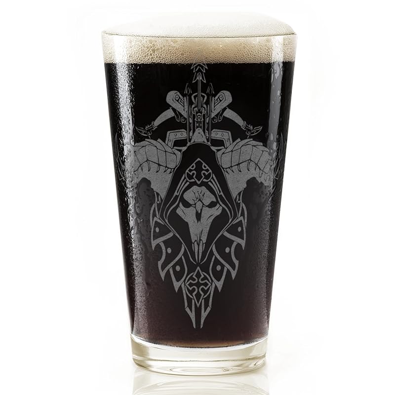 DEMON HUNTER WARCRAFT EMBLEM Engraved Pint Glass | Inspired by Warcraft | Great Gamer Gift Idea